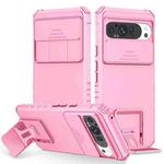 For Google Pixel 9 Pro XL Stereoscopic Holder Sliding Camshield Phone Case(Pink)