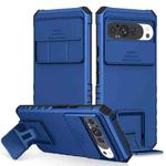 For Google Pixel 9 Pro XL Stereoscopic Holder Sliding Camshield Phone Case(Blue)