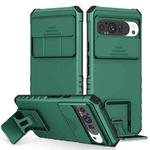 For Google Pixel 9 Pro XL Stereoscopic Holder Sliding Camshield Phone Case(Green)