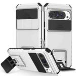 For Google Pixel 9 Pro Stereoscopic Holder Sliding Camshield Phone Case(White)