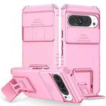 For Google Pixel 9 Pro Stereoscopic Holder Sliding Camshield Phone Case(Pink)