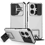 For Honor X7 Stereoscopic Holder Sliding Camshield Phone Case(White)