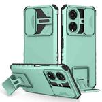 For Honor X7 Stereoscopic Holder Sliding Camshield Phone Case(Light Green)