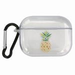 For AirPods Pro Transparent TPU Pattern Earphone Protective Case with Hook(Pineapple)