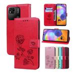 For Xiaomi Redmi 10A 4G Rose Embossed Flip PU Leather Phone Case(Red)