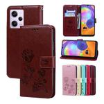 For Xiaomi Redmi Note 12 5G Global/Poco X5 Rose Embossed Flip PU Leather Phone Case(Brown)