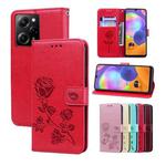 For Xiaomi Redmi Note 12 Pro Speed/Poco X5 Pro 5G Rose Embossed Flip PU Leather Phone Case(Red)
