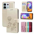 For Xiaomi Redmi Note 13 4G Rose Embossed Flip PU Leather Phone Case(Gold)