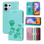 For Xiaomi Redmi Note 13 5G Rose Embossed Flip PU Leather Phone Case(Green)