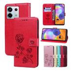 For Xiaomi Redmi Note 13 5G Rose Embossed Flip PU Leather Phone Case(Red)