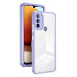 For Motorola Moto G31 Brazil Version 3 in 1 Clear TPU Color PC Frame Phone Case(Purple)