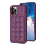 For iPhone 12 / 12 Pro Grid Card Slot Holder Phone Case(Dark Purple)