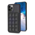 For iPhone 12 Pro Max Grid Card Slot Holder Phone Case(Black)