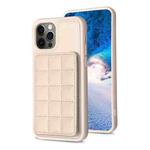 For iPhone 12 Pro Max Grid Card Slot Holder Phone Case(Beige)