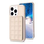 For iPhone 13 Pro Max Grid Card Slot Holder Phone Case(Beige)