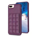 For iPhone 8 Plus / 7 Plus Grid Card Slot Holder Phone Case(Dark Purple)