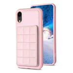 For iPhone XR Grid Card Slot Holder Phone Case(Pink)