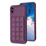 For iPhone XS Max Grid Card Slot Holder Phone Case(Dark Purple)