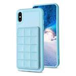 For iPhone XS Max Grid Card Slot Holder Phone Case(Blue)