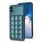 For iPhone XS / X Grid Card Slot Holder Phone Case(Green)