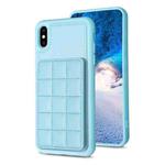 For iPhone XS / X Grid Card Slot Holder Phone Case(Blue)