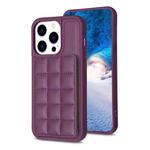 For iPhone 15 Pro Grid Card Slot Holder Phone Case(Dark Purple)