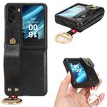 For OPPO Find N2 Flip Wristband Leather Back Phone Case(Black)