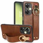 For OPPO K11X 5G Wristband Leather Back Phone Case(Brown)