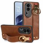For OPPO Reno10 Pro 5G Wristband Leather Back Phone Case(Brown)