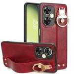 For OPPO K11 5G Wristband Leather Back Phone Case(Red)