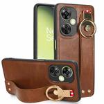For OPPO K11 5G Wristband Leather Back Phone Case(Brown)