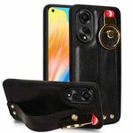 For OPPO A78 4G Wristband Leather Back Phone Case(Black)