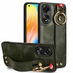 For OPPO A78 4G Wristband Leather Back Phone Case(Green)