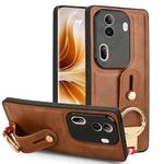 For OPPO Reno11 Pro Wristband Leather Back Phone Case(Brown)