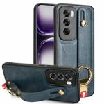 For OPPO Reno12 Pro 5G Global Wristband Leather Back Phone Case(Blue)