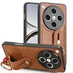 For OPPO Find X8 Pro Wristband Leather Back Phone Case(Brown)