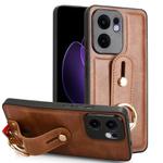 For OPPO Reno13 F 5G Wristband Leather Back Phone Case(Brown)