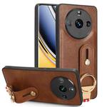 For Realme 11 Pro / 11 Pro+ Wristband Leather Back Phone Case(Brown)