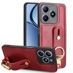 For Realme Narzo N63 4G Wristband Leather Back Phone Case(Red)