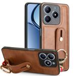 For Realme Narzo N63 4G Wristband Leather Back Phone Case(Brown)