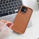 For iPhone 12 Shockproof Frame Frosted TPU Phone Case(Brown)