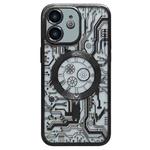 For iPhone 11 Electroplated Circuit Board Pattern MagSafe Phone Case(Black)