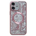 For iPhone 11 Electroplated Circuit Board Pattern MagSafe Phone Case(Pink)