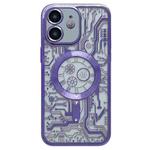 For iPhone 12 Electroplated Circuit Board Pattern MagSafe Phone Case(Purple)