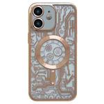 For iPhone 12 Electroplated Circuit Board Pattern MagSafe Phone Case(Gold)