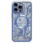 For iPhone 12 Pro Max Electroplated Circuit Board Pattern MagSafe Phone Case(Sierra Blue)