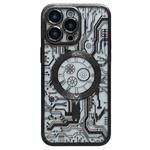 For iPhone 12 Pro Max Electroplated Circuit Board Pattern MagSafe Phone Case(Black)