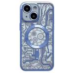 For iPhone 13 Electroplated Circuit Board Pattern MagSafe Phone Case(Sierra Blue)