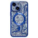 For iPhone 13 Electroplated Circuit Board Pattern MagSafe Phone Case(Dark Blue)