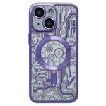 For iPhone 13 Electroplated Circuit Board Pattern MagSafe Phone Case(Purple)